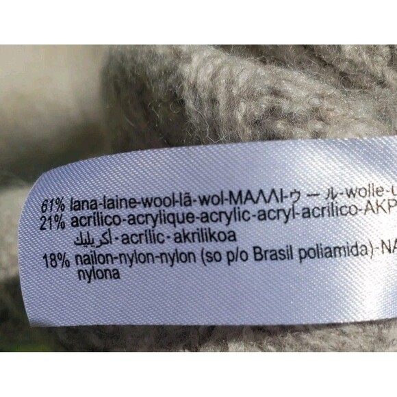 Zara Sweater Womens Medium Beige Chunky Knit Wool Blend Cropped Oversized V-Neck - Picture 8 of 12